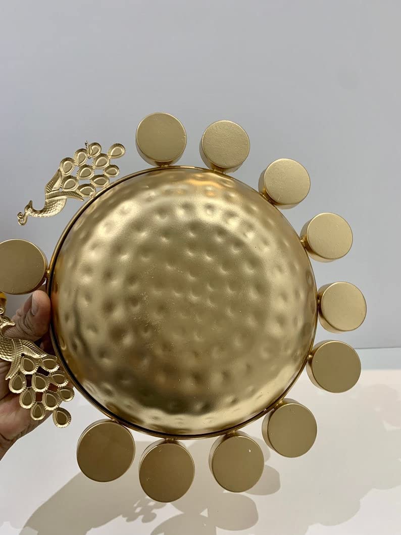 EarthoVeda Brass Bowl Golden Tea Light Peacock Flower Shape Decorative for Home Decor, Diwali Decoration Rangoli Items Gifts, Floating Flowers and Tea Light Candles